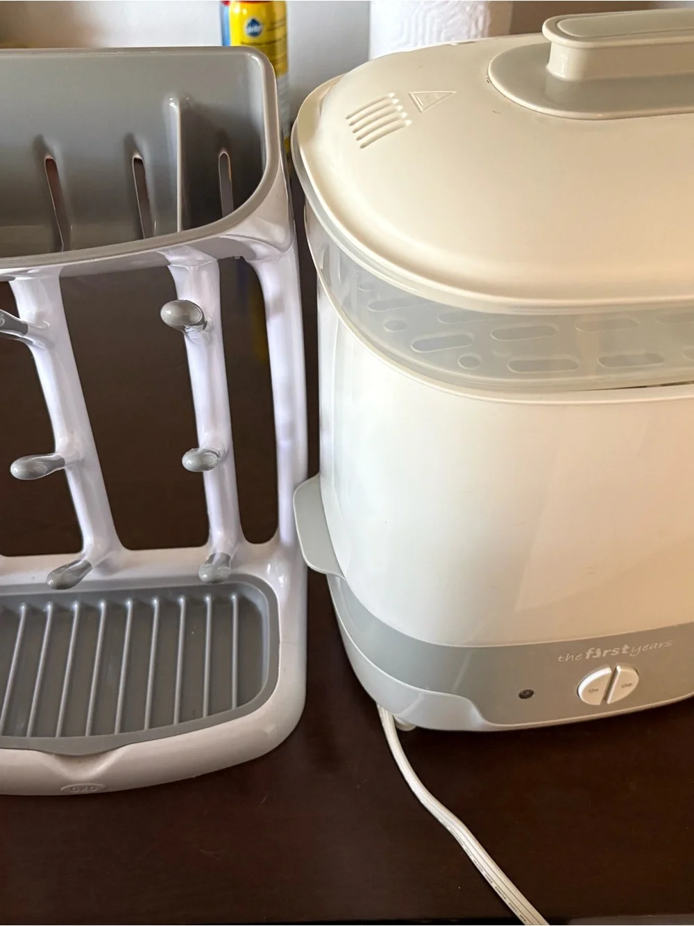 The First Years White Bottle Sterilizer and Drying Rack Set